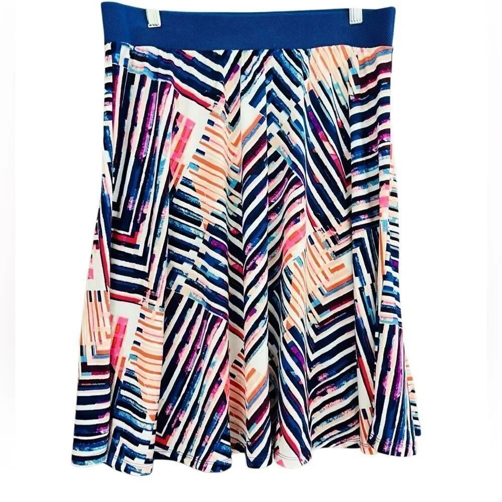 KIKIT Colorful Geometric Patterned fit and flare Skirt size Large